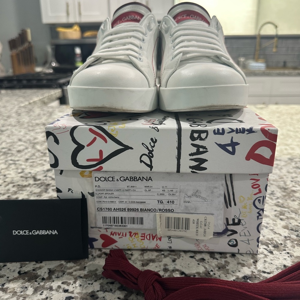 Dolce & Gabbana White and Red Sneakers